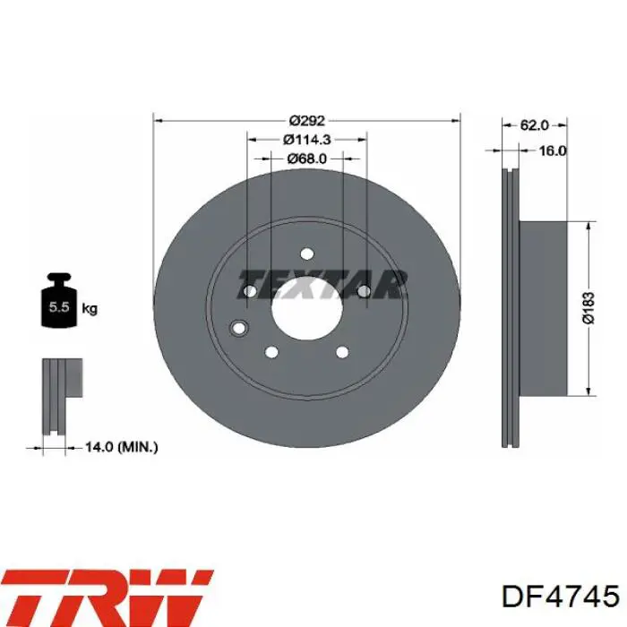 Тормозные диски DF4745 TRW