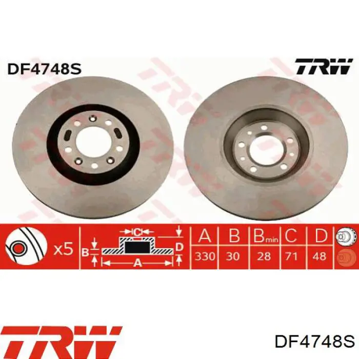 DF4748S TRW диск тормозной передний