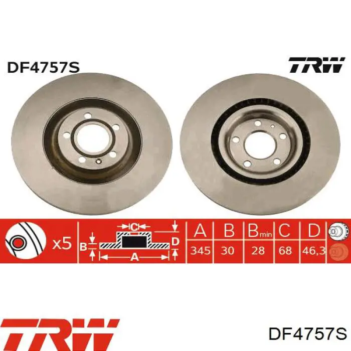 Диск гальмівний передній DF4757S TRW