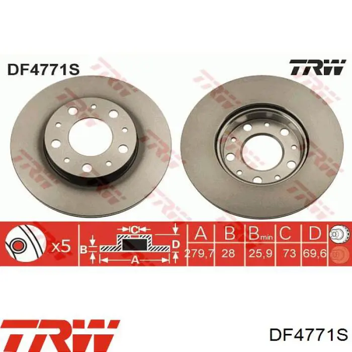 Передние тормозные диски DF4771S TRW