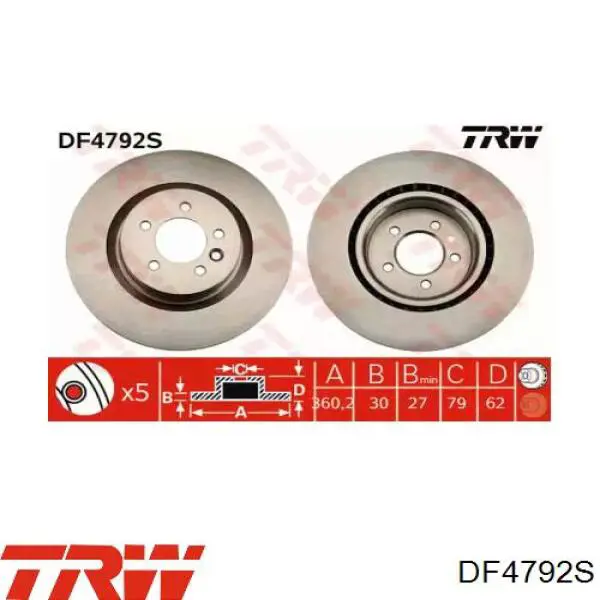 Передний тормозной диск TRW DF4792S