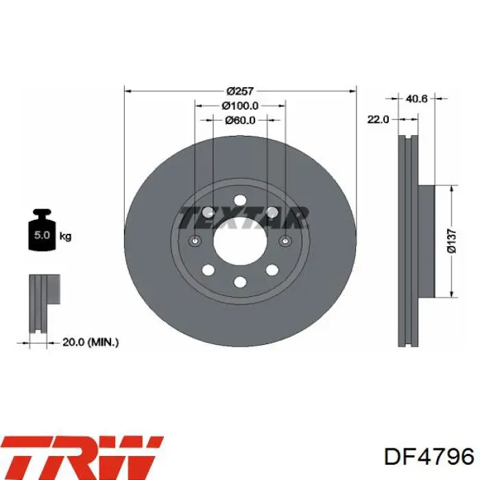 Тормоз дисковый передний TRW DF4796 цена, от 39.56 USD