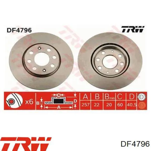 Передние тормозные диски DF4796 TRW