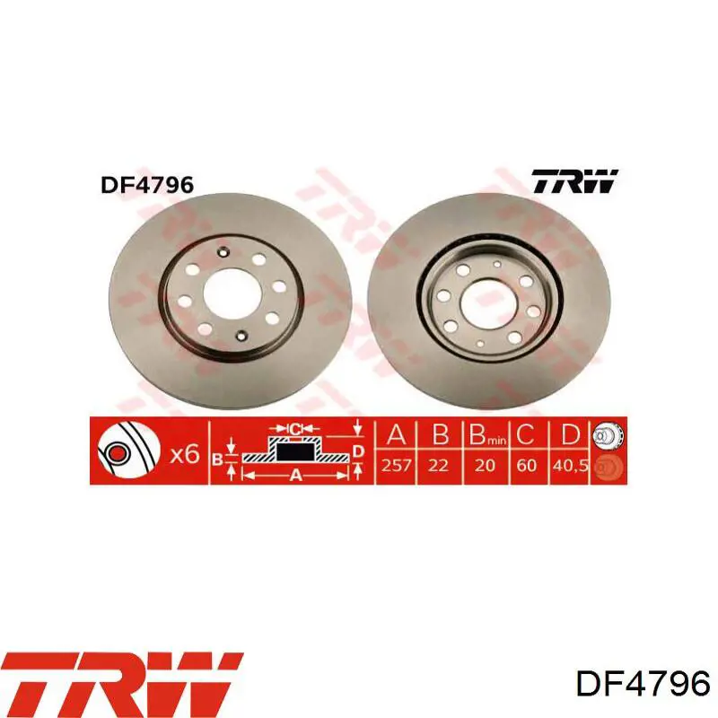 Передний тормозной диск TRW DF4796