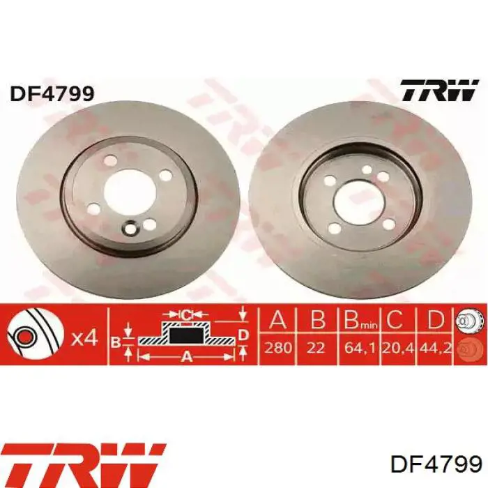 Передние тормозные диски DF4799 TRW