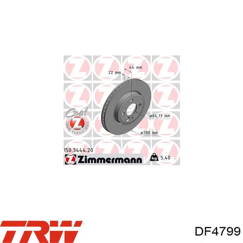 Передние тормозные диски DF4799 TRW