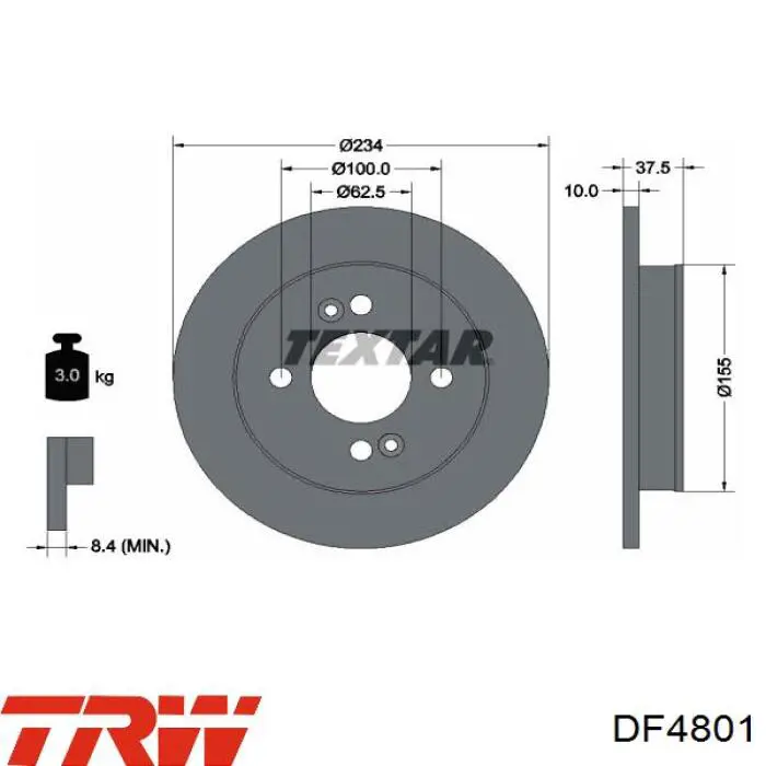 Задний дисковый тормоз TRW DF4801