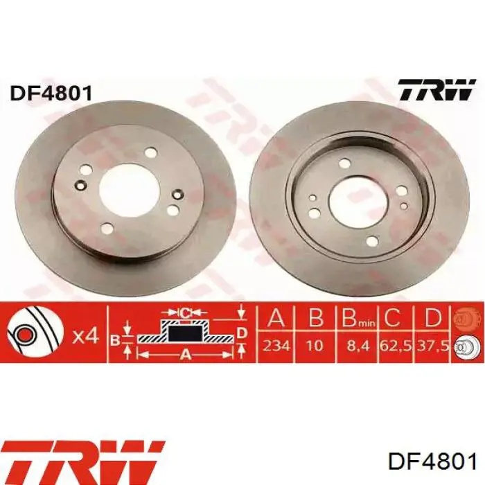 Тормозные диски DF4801 TRW