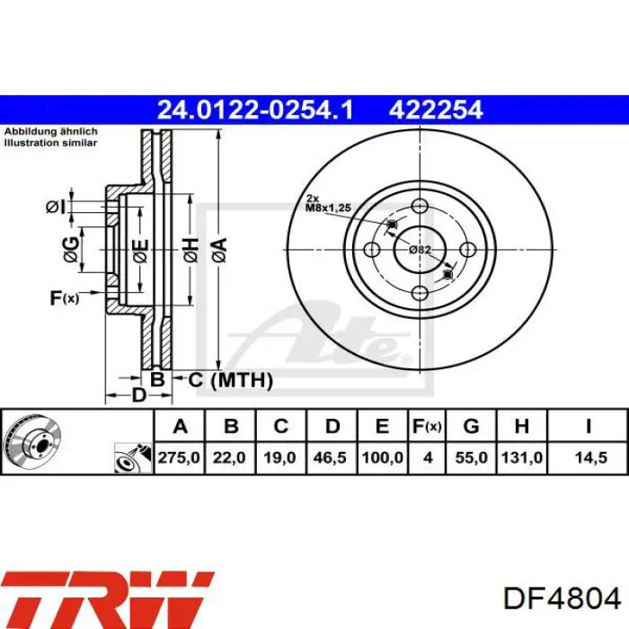 Тормоз дисковый передний TRW DF4804 цена, от 43.78 USD