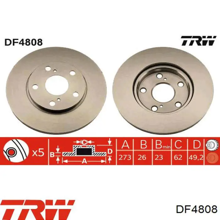 Тормоз дисковый передний TRW DF4808 цена, от 55.91 USD