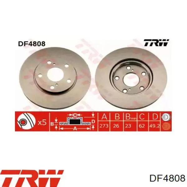 Передний тормозной диск TRW DF4808