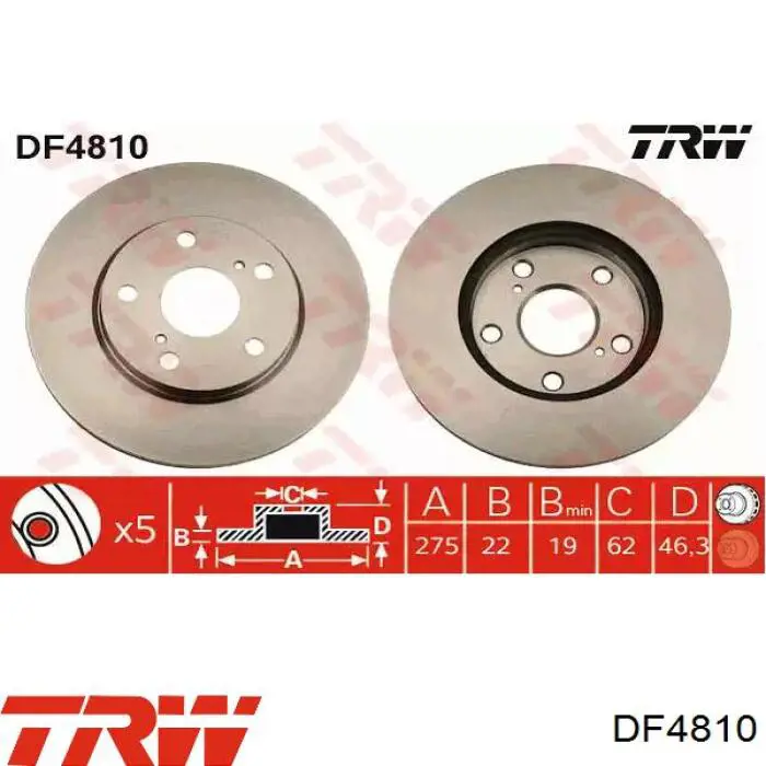 Передние тормозные диски DF4810 TRW