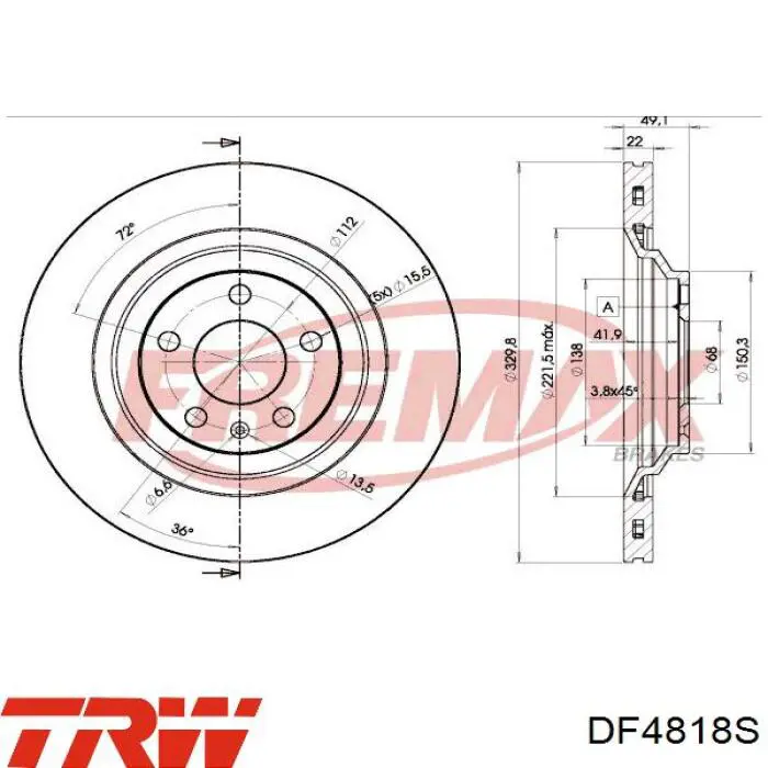 DF4818S TRW Дисковый тормоз