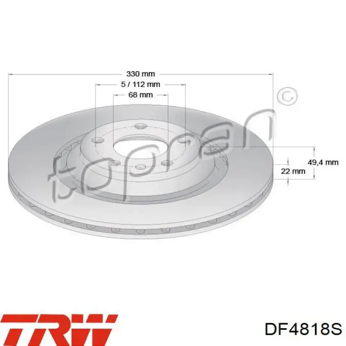 Задний тормозной диск TRW DF4818S цена, от 58.19 USD