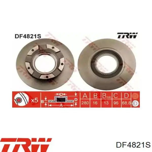 Задний тормозной диск TRW DF4821S цена, от 60.26 USD