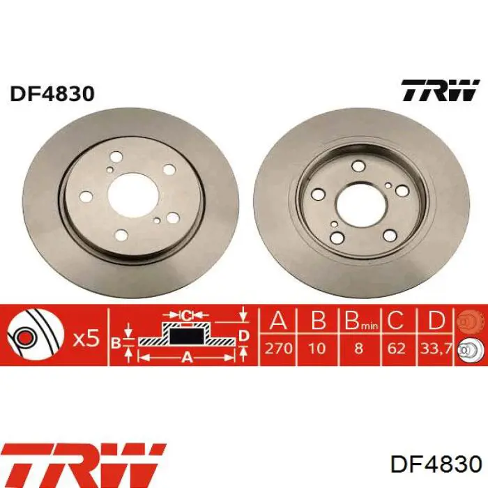 Задний тормозной диск TRW DF4830 цена, от 27.80 USD