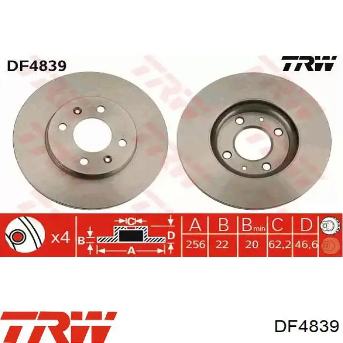 DF4839 TRW диск тормозной передний