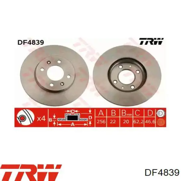 Передний тормозной диск TRW DF4839
