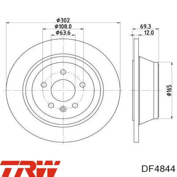 Задний дисковый тормоз TRW DF4844