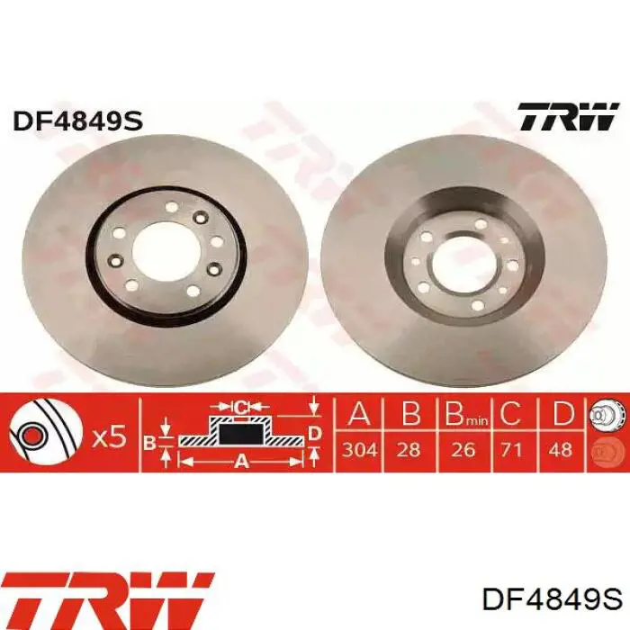 DF4849S TRW диск тормозной передний