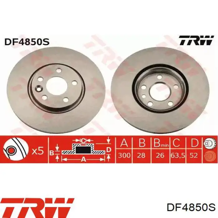 Диск гальмівний передній DF4850S TRW