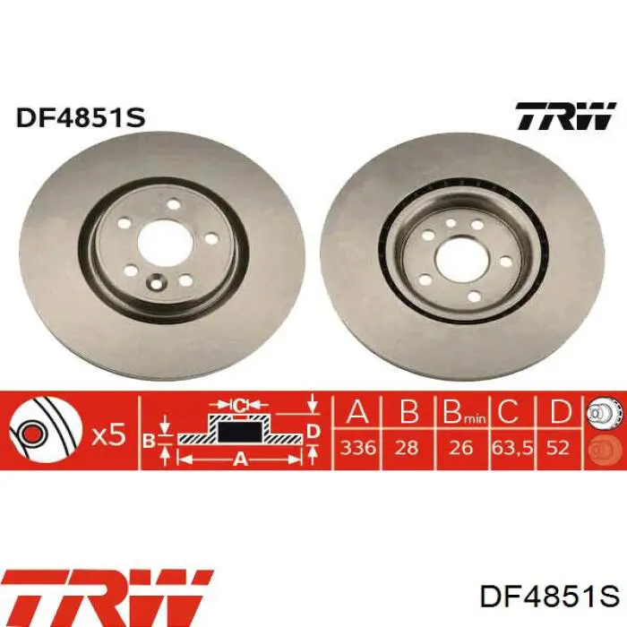 Передние тормозные диски DF4851S TRW