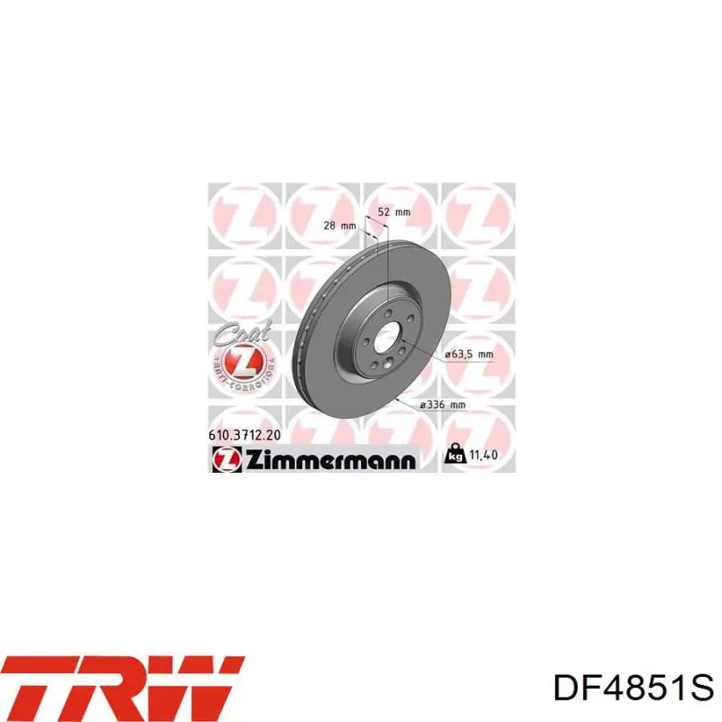 Передние тормозные диски DF4851S TRW