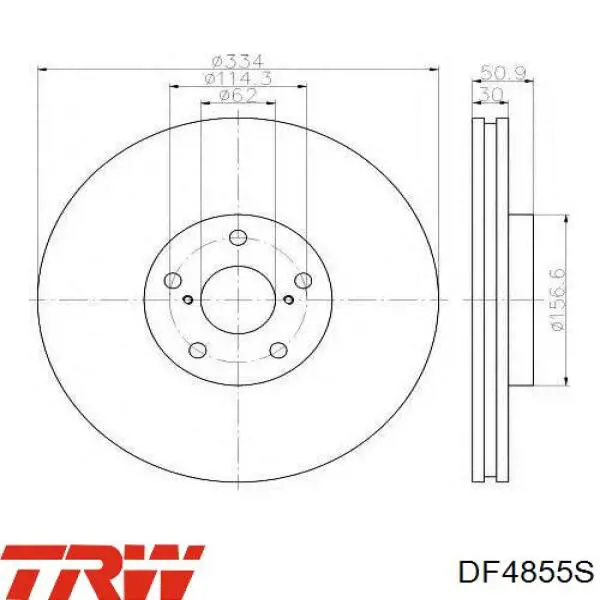 Тормоз дисковый передний TRW DF4855 цена, от 68.84 USD