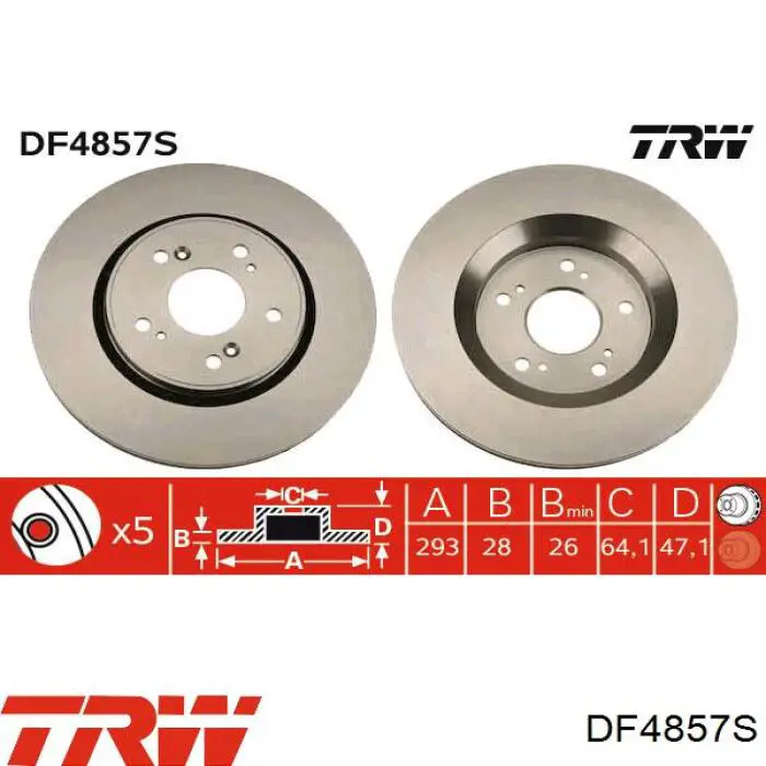 Передние тормозные диски DF4857S TRW