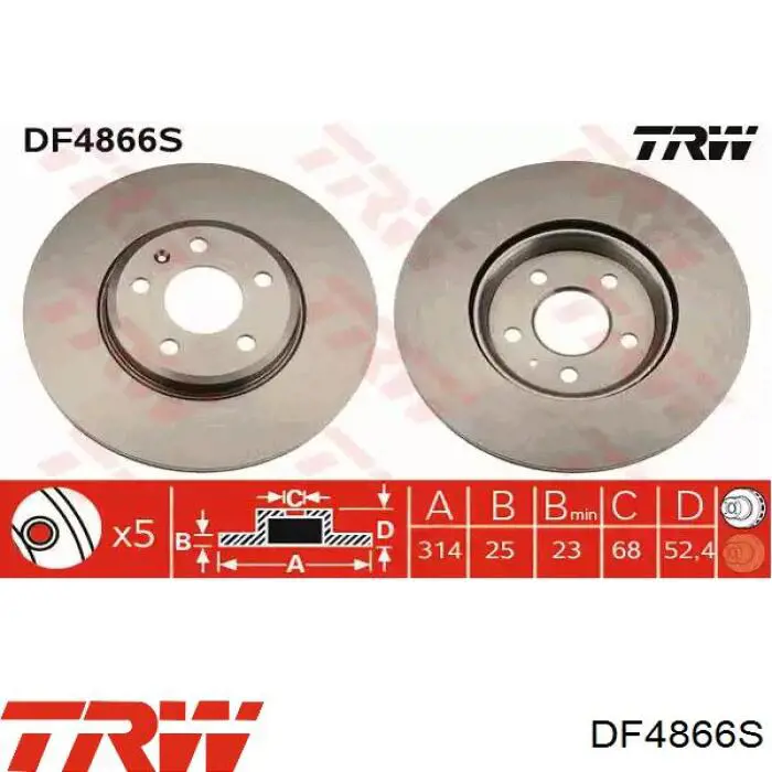 Передние тормозные диски DF4866S TRW