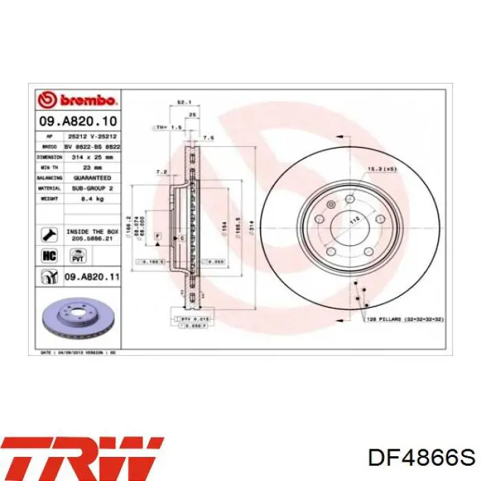 Купить DF4866S TRW Ротор тормозной