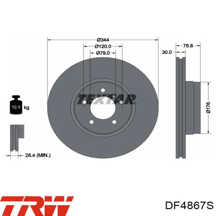 Передний тормозной диск TRW DF4867S