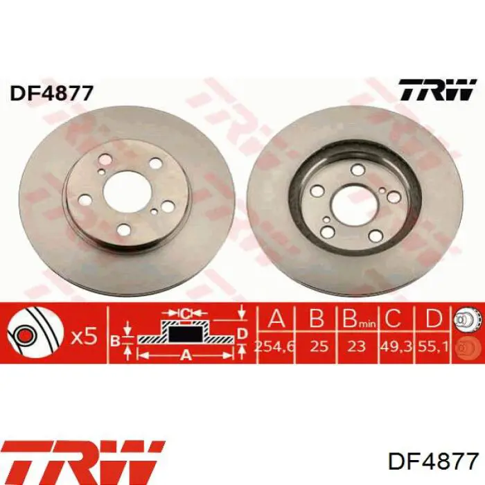 DF4877 TRW диск тормозной передний