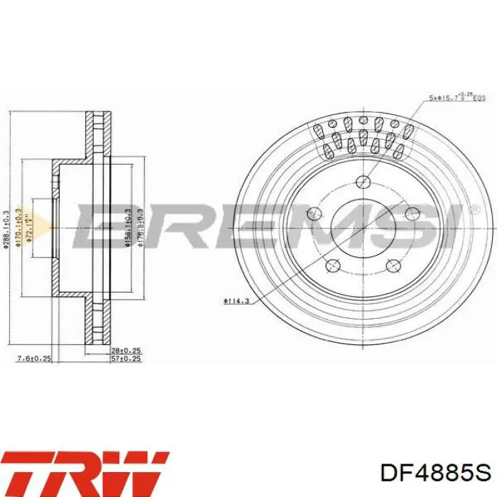 Передний тормозной диск TRW DF4885S