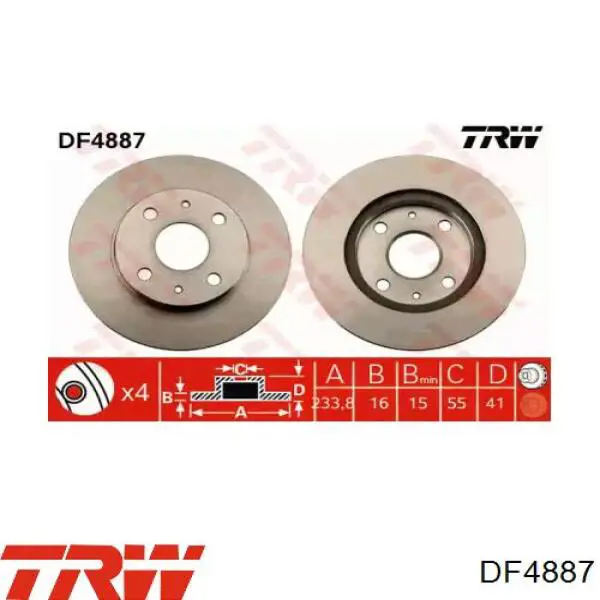 Тормоз дисковый передний TRW DF4887 цена, от 26.69 USD
