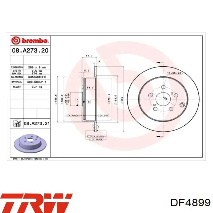 Купить DF4899 TRW Диск тормозной задний