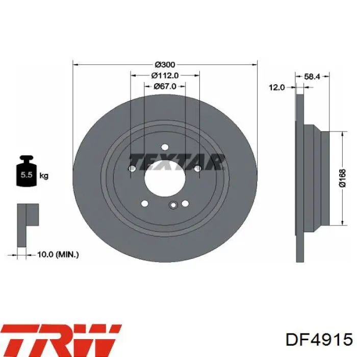 Задний дисковый тормоз TRW DF4915