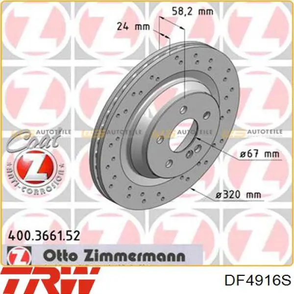 Тормозные диски DF4916S TRW