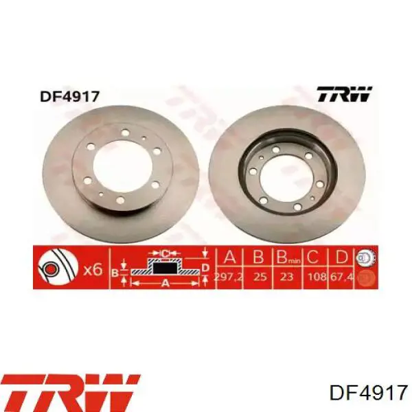 Передние тормозные диски DF4917 TRW