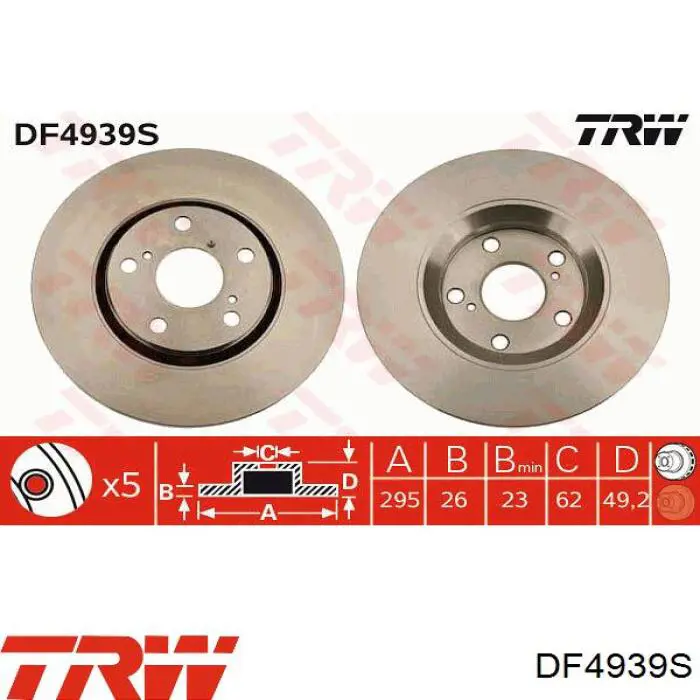 Передний тормозной диск TRW DF4939S
