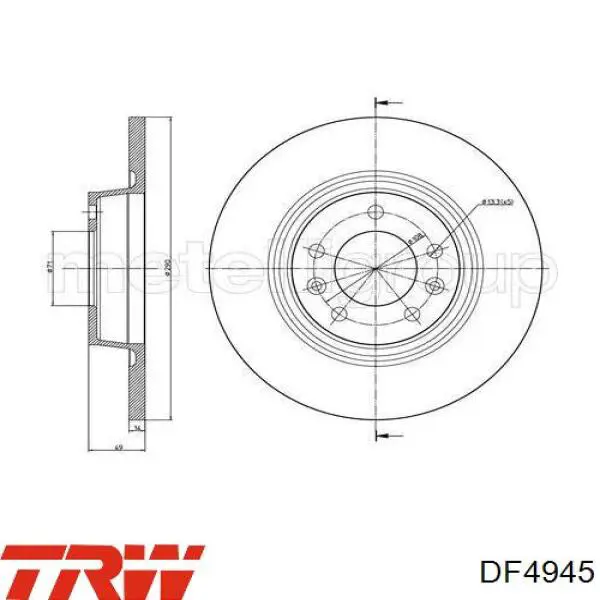 Купить DF4945 TRW Диск тормозной задний