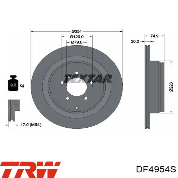 Задний дисковый тормоз TRW DF4954S