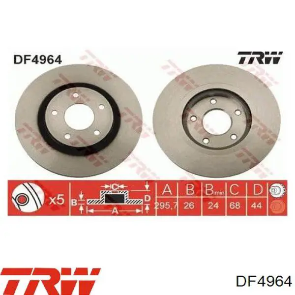 Диск гальмівний передній DF4964 TRW