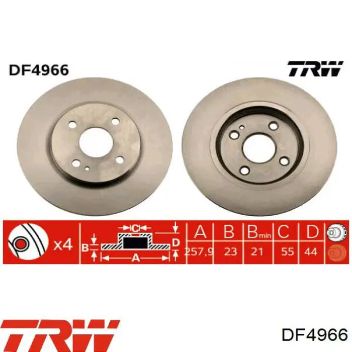 DF4966 TRW диск тормозной передний