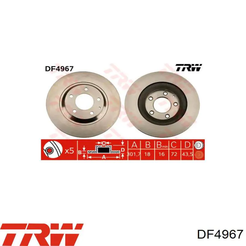 Купить DF4967 TRW Диск тормозной задний