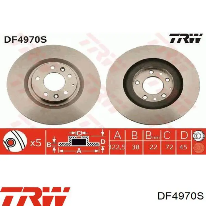 Передние тормозные диски DF4970S TRW