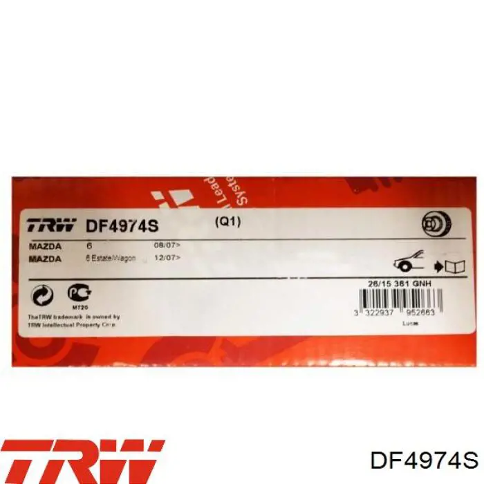 Freno de disco delantero DF4974S TRW