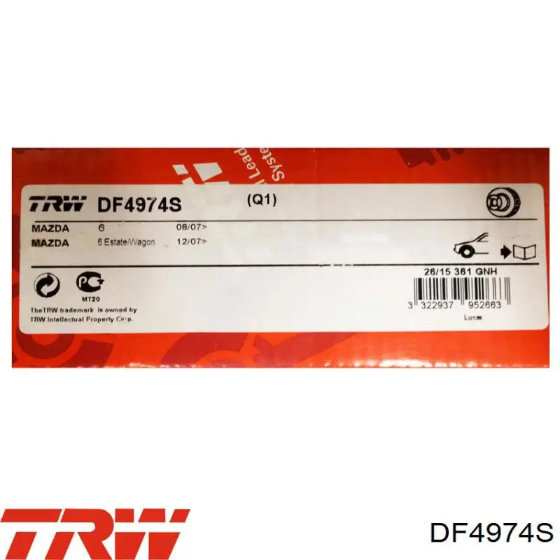 Передние тормозные диски DF4974S TRW