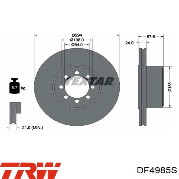 Задний дисковый тормоз TRW DF4985S