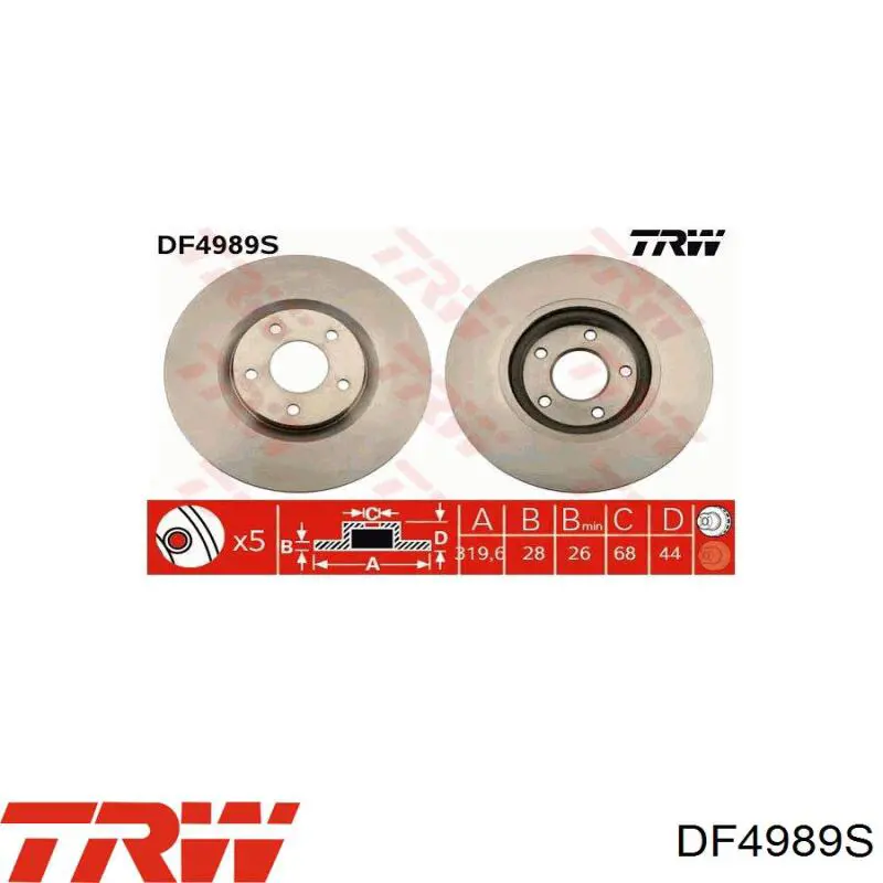 Передние тормозные диски DF4989S TRW